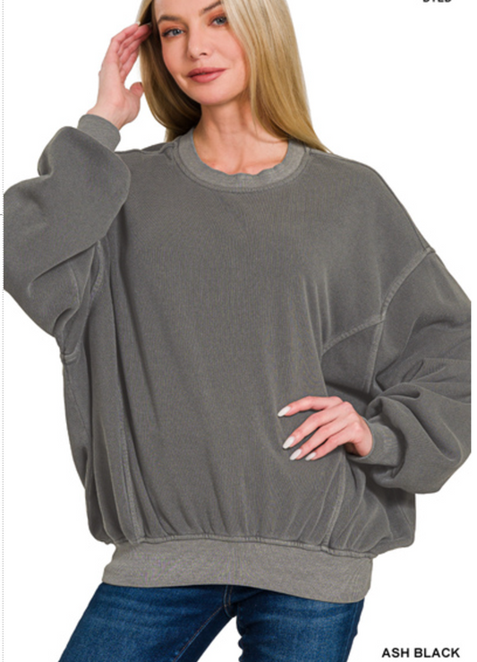 FLEECE PIGMENT DYE PULLOVER (S-XL)