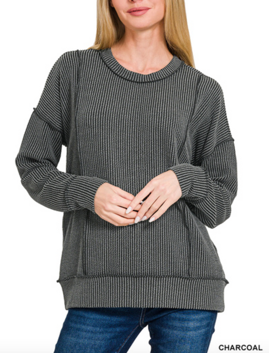 CORDED LONG SLEEVE PULLOVER (S,M,L)