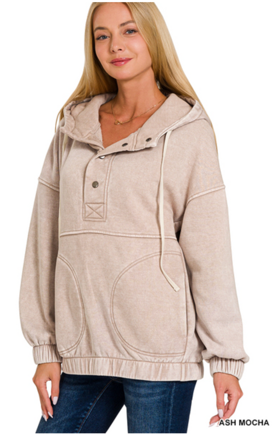 Acid Washed Fleece Oversized Hoodie (Small)