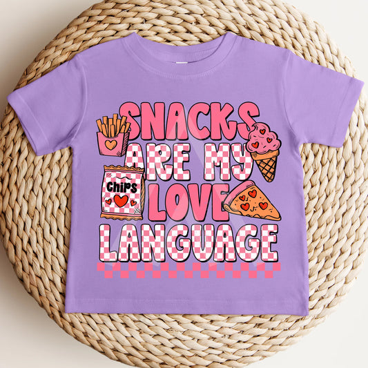Snacks Are My Love Language Tee - Tot, Youth & Adult Sizes