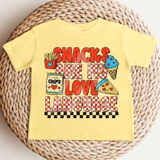 Snacks Are My Love Language Tee - Tot, Youth & Adult Sizes