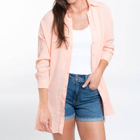 Gauze Long Sleeve Button Up Top