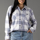 XXL White & Dusty Blue Plaid Button Up