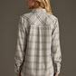 Lt. Gray & Black Plaid Button Up