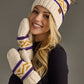 Pom Hat - Cream, Purple & Gold