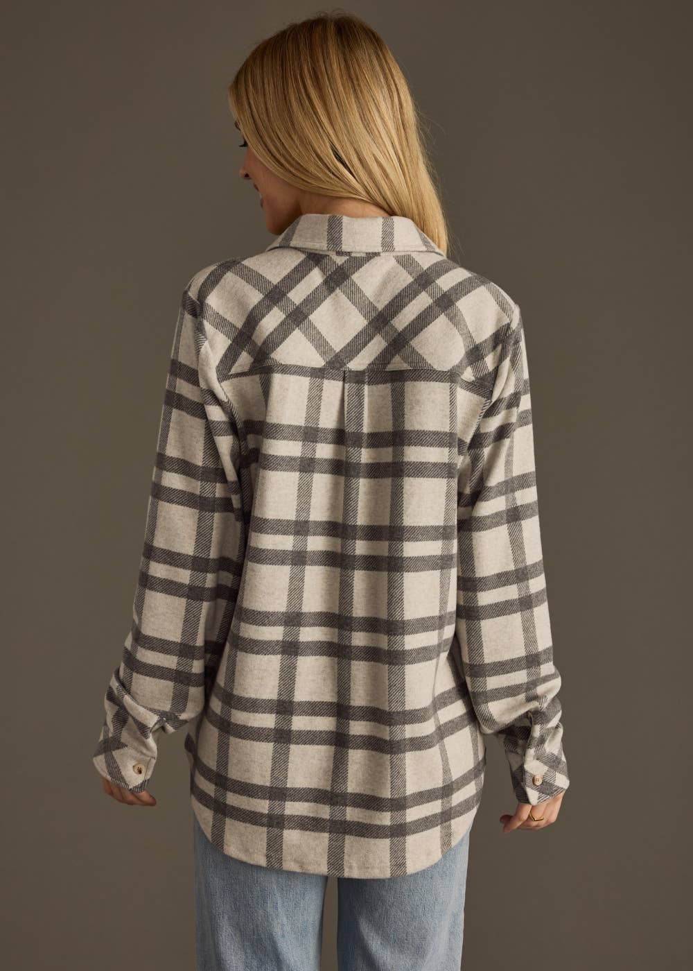 Lt. Gray & Charcoal Plaid Button Up