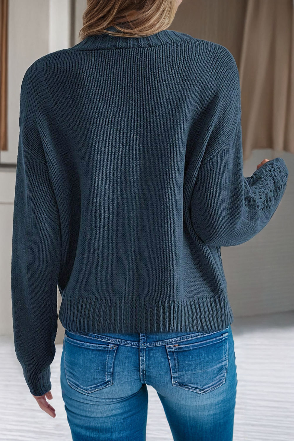 Open Knit Drop Shoulder Cardigan (XL, 2XL)