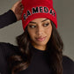 Game Day Pom Hat - Red & Black