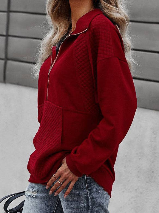 Sofia Quilted Pullover - Burgundy