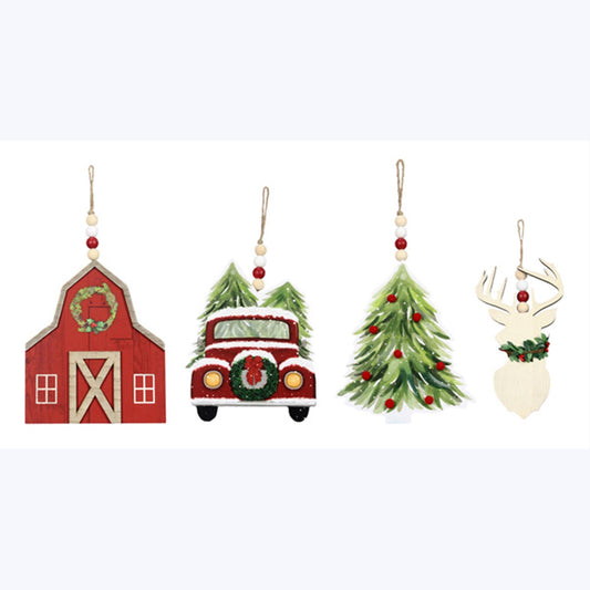 Wood Country Christmas Hanging Ornament