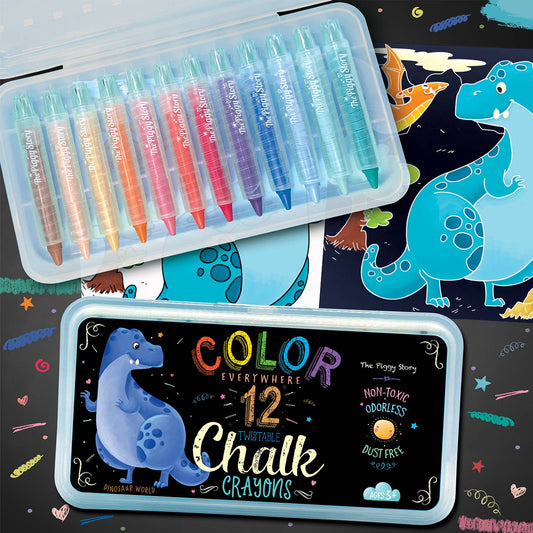 Dinosaur Color Everywhere Twistable Dust-Free Chalk Crayons