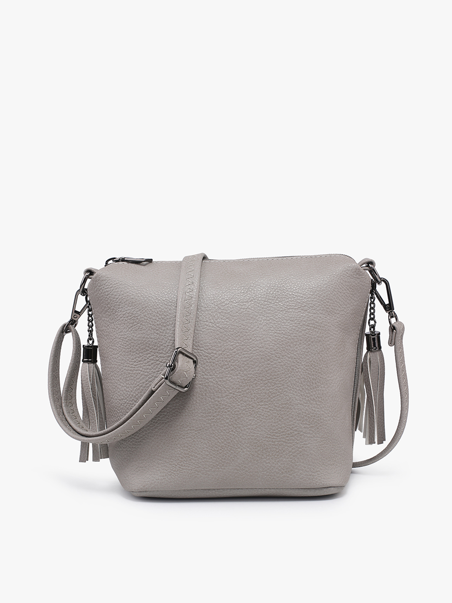 Dylan Crossbody w/ 2 Side Tassel Zippers: Navy