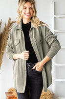 Textured Knit Button Down Shirt - Olive Green