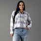 XXL White & Dusty Blue Plaid Button Up