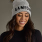 Game Day Pom Hat -Gray & Black