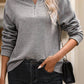 Textured Quarter-Zip Sweatshirt - Blossom Pink