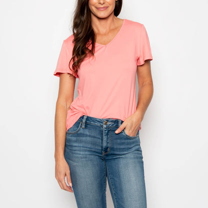 Rose V-Neck Lattice Back Top