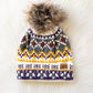 Pom Hat - White, Purple & Gold