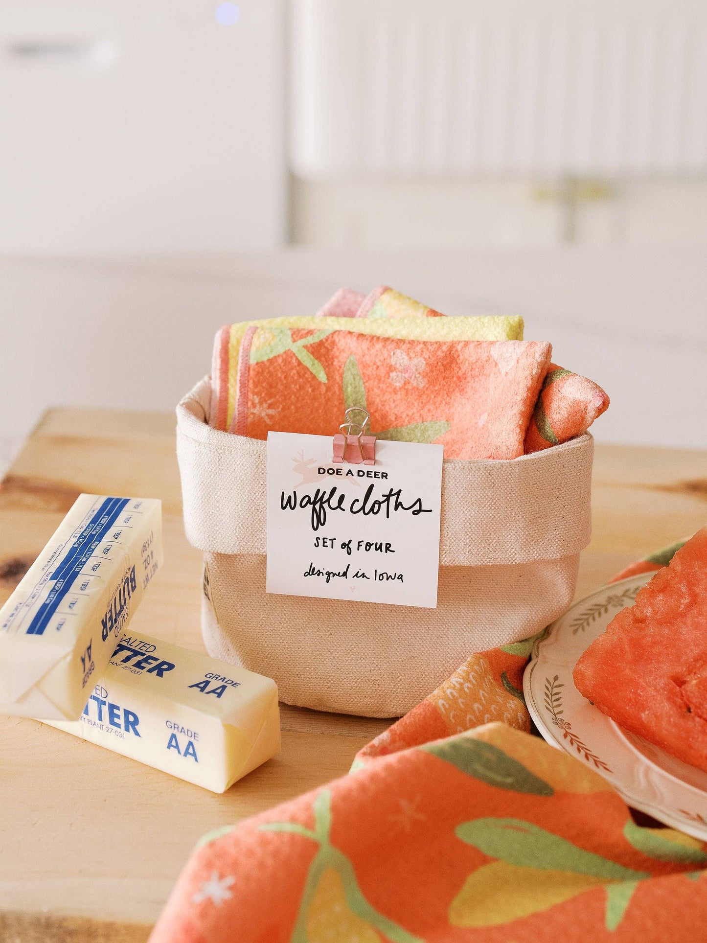Waffle Cloths - Set of 4 (Corn & Flowers)