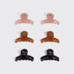 Recycled Plastic Mini Arched Clips 6pc Set - Soft Pink, Mocha & Black