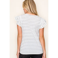 CREW NECK DOTTED STRIPE TOP
