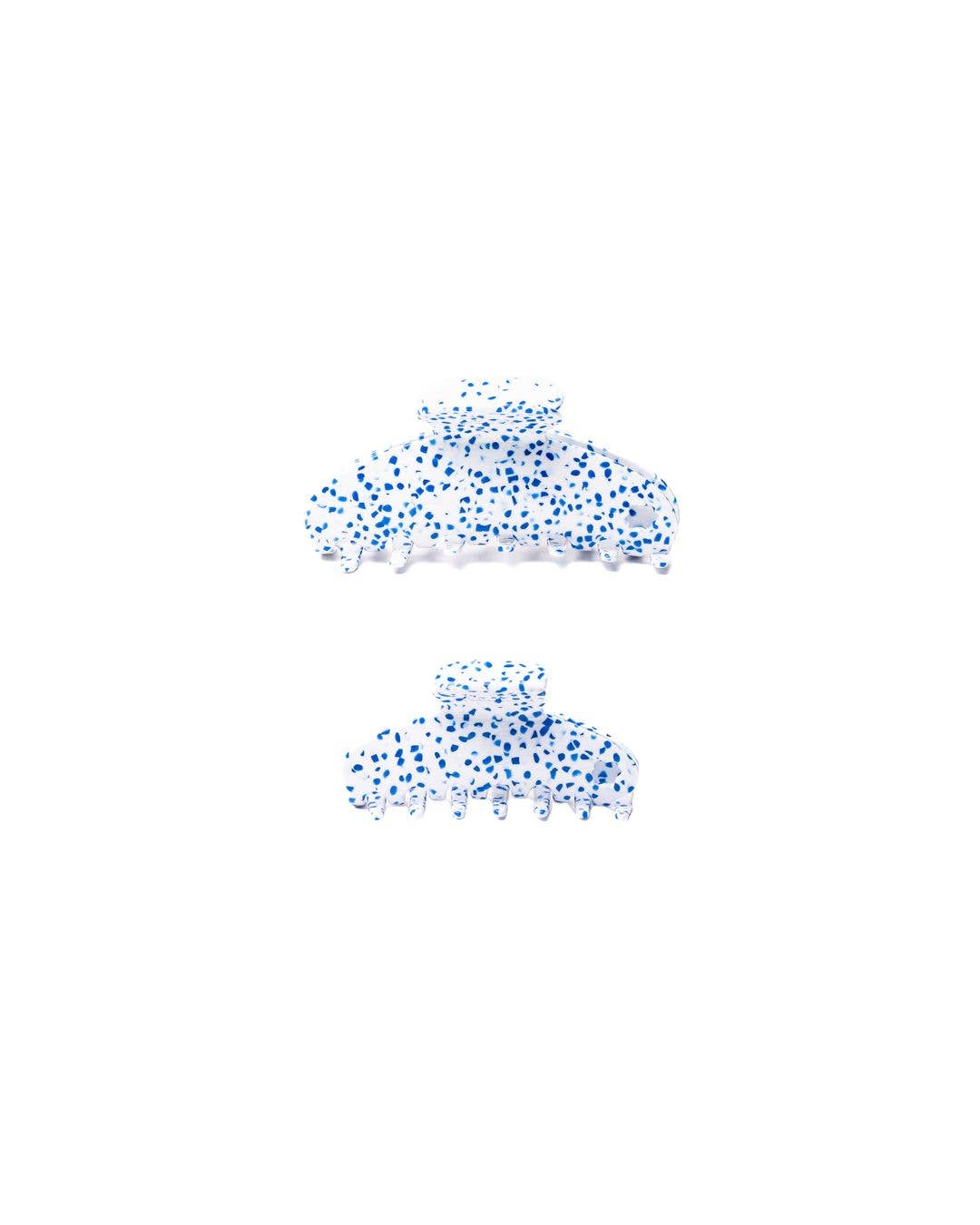 BLUE SPECKLED ACETATE CLAW - 2 SIZES