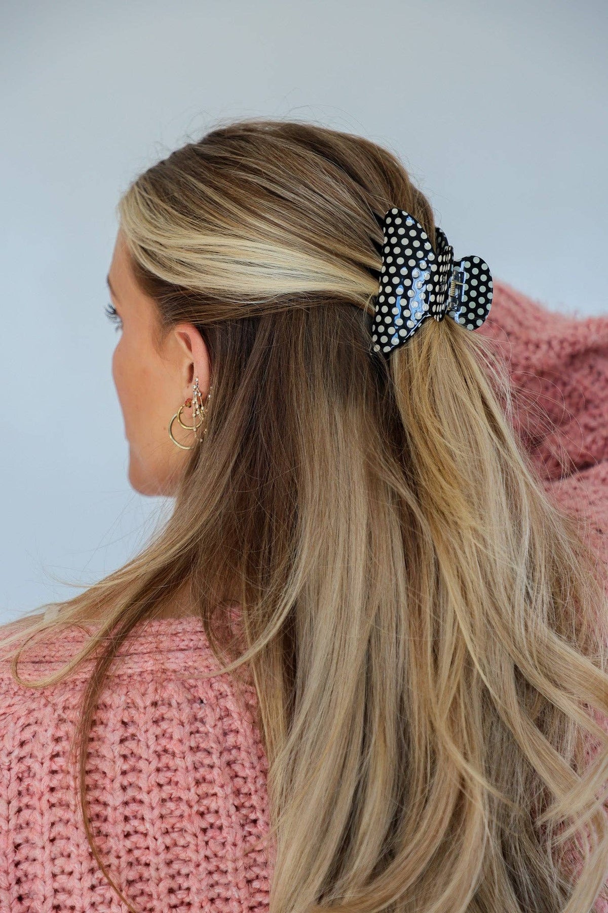 BLACK & WHITE POLKA DOT CLAW - 2 SIZES