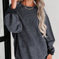 Solid Ribbed Knit Pullover Sweatshirt