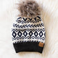 Pom Hat - Ivory, Navy & Dk. Gray
