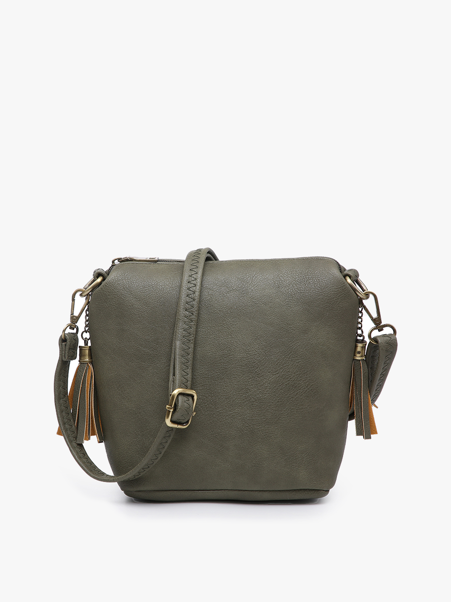 Dylan Crossbody w/ 2 Side Tassel Zippers: Navy