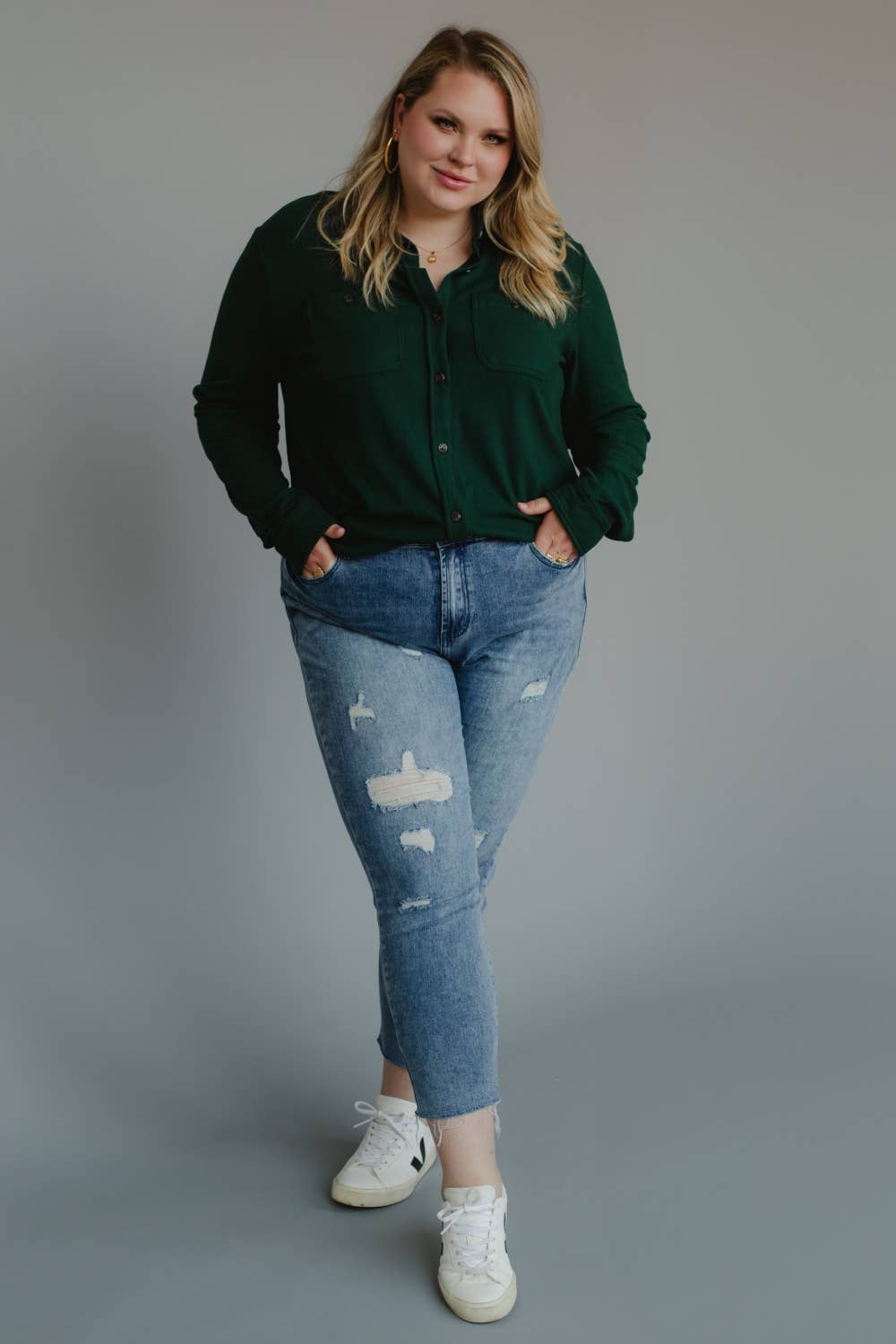 Hunter Green Super Soft Button Up (XXL)