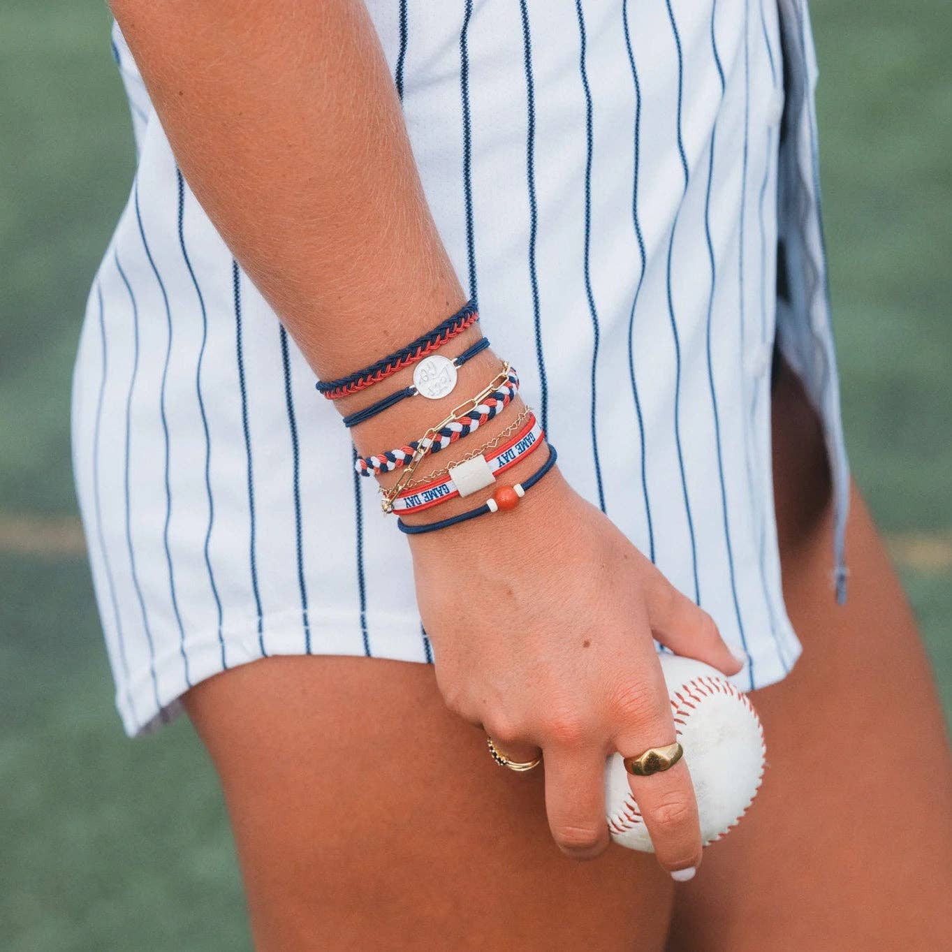 "Game Day" Crimson & Navy Hair Tie Bracelets