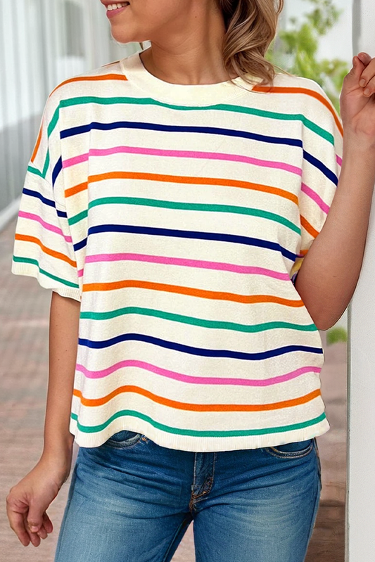 Striped Boxy Fit Knit Top (M, L)