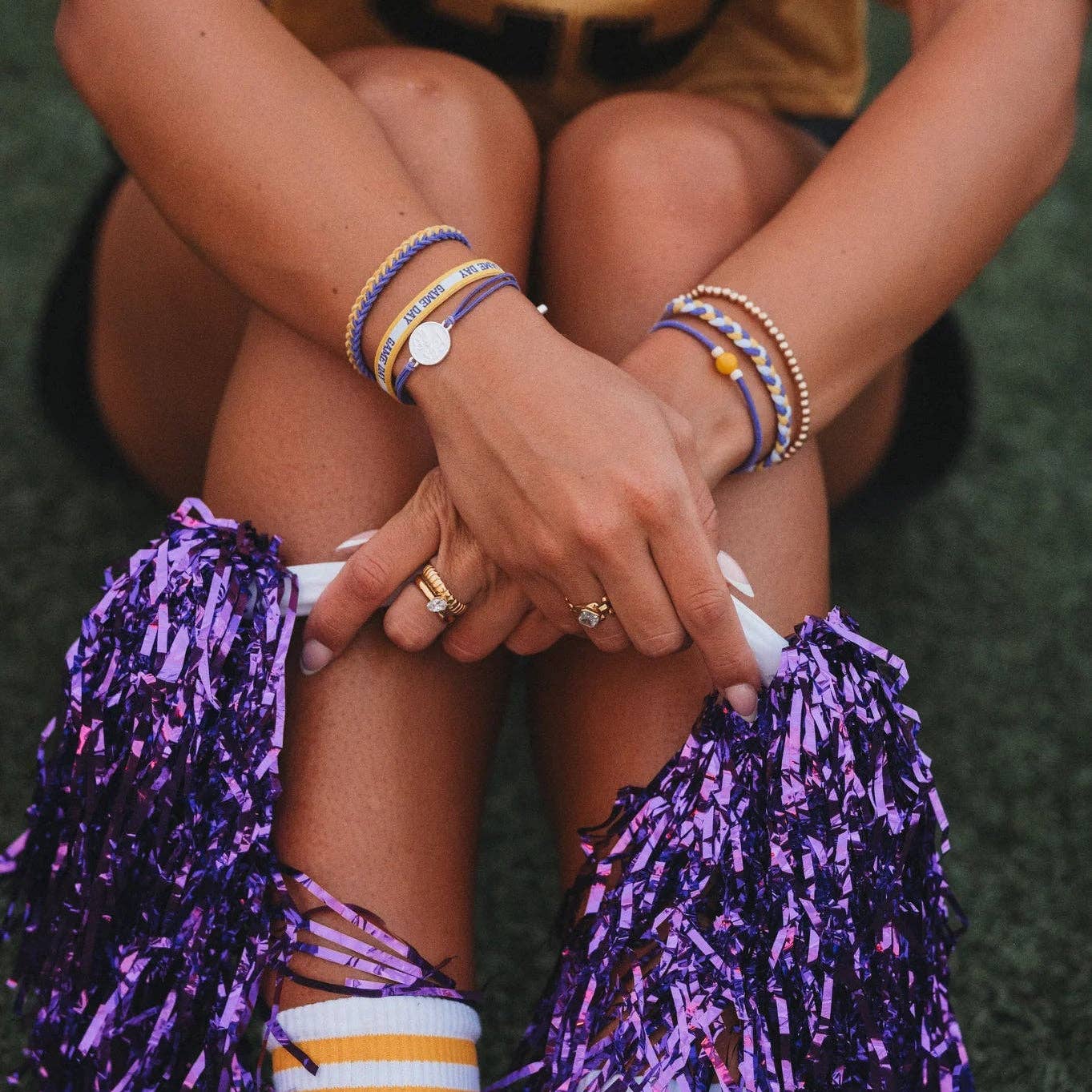 "Game Day" Purple & Yellow Hair Tie Bracelets