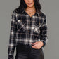 Black, White & Tan Plaid Button Up