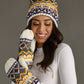 Pom Hat - White, Purple & Gold