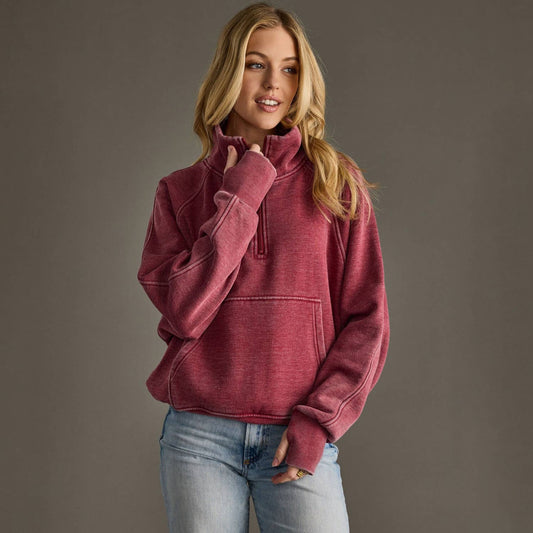 Wine Quarter Zip Sweatshirt