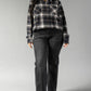 XXL Black, White & Tan Plaid Button Up