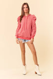 PUFF SLEEVE STRIPE HOODIE