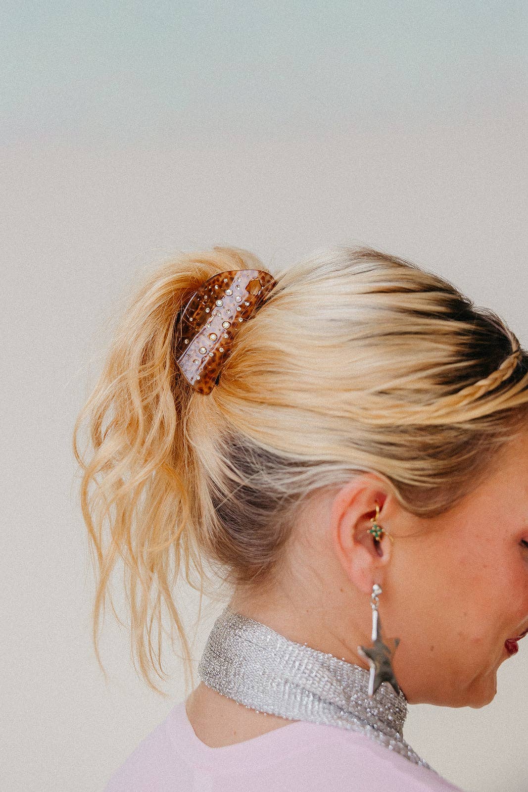 GLITTER RHINESTONE MIDI HAIR CLAW — 4 COLORS