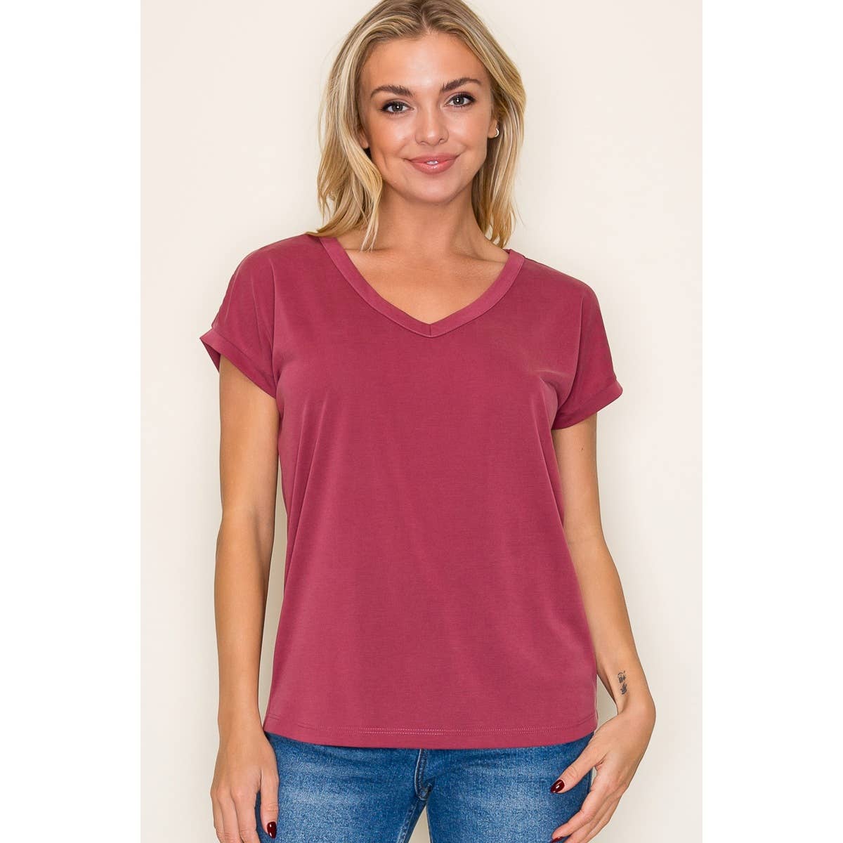 V NECK MODAL JERSEY TOP