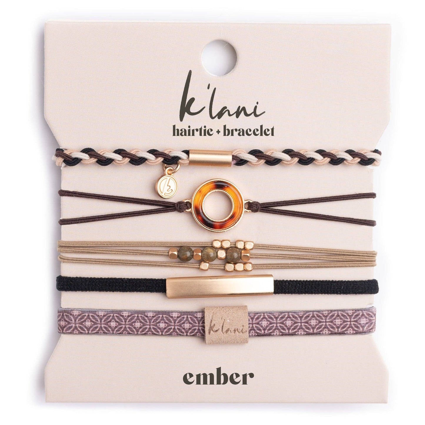 "Ember" Tortoise Shell Ring Charm with gold, browns and neutrals.