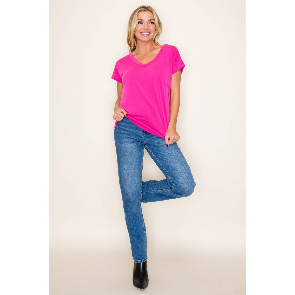 V NECK MODAL JERSEY TOP
