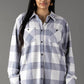 XXL White & Dusty Blue Plaid Button Up