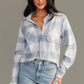 White & Dusty Blue Plaid Button Up