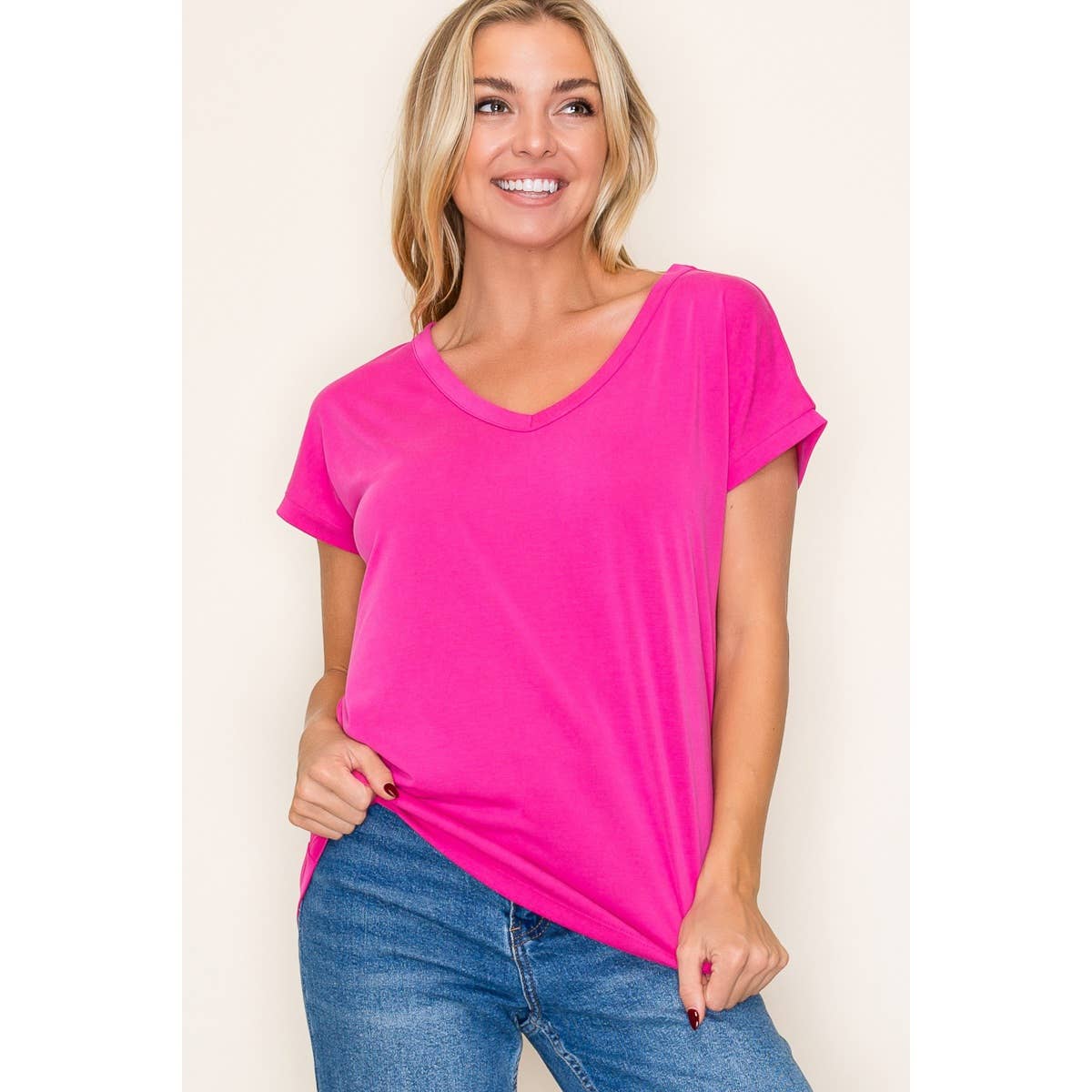 V NECK MODAL JERSEY TOP