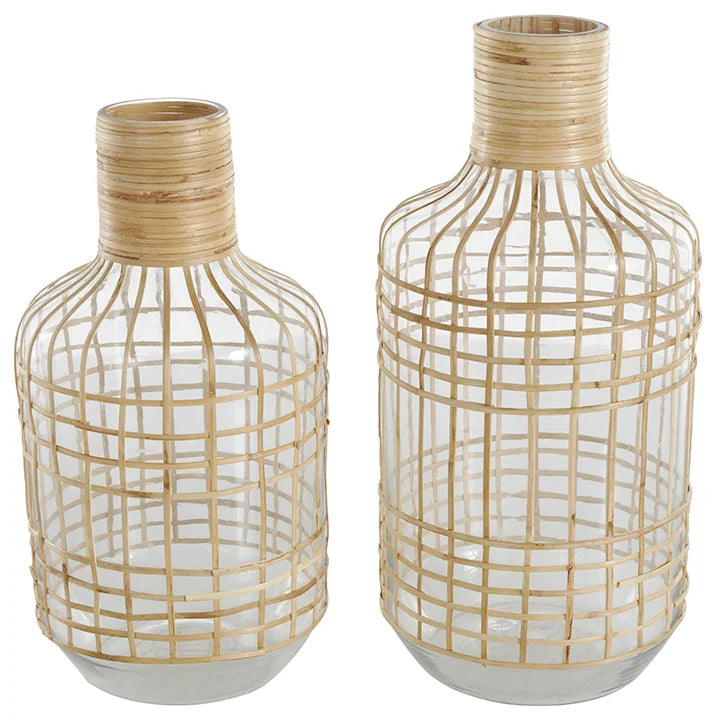 Glass w/ Wicker Container