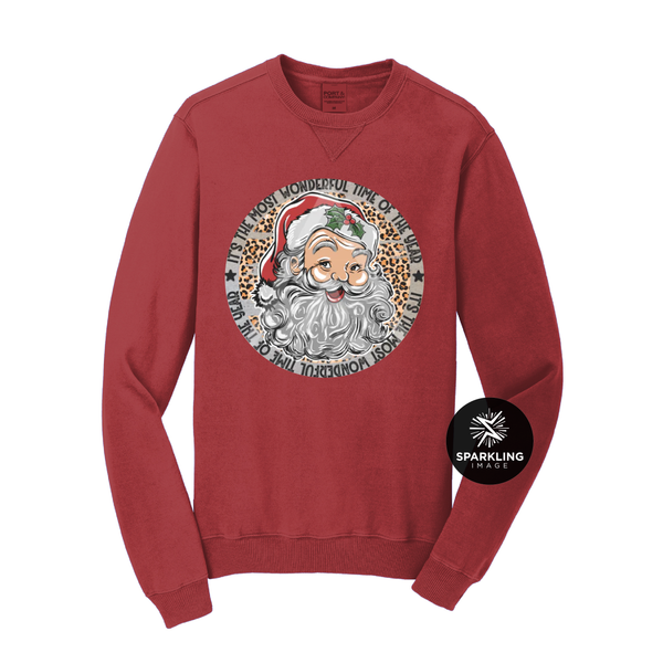 Retro Cheetah Santa Crewneck Sweatshirt