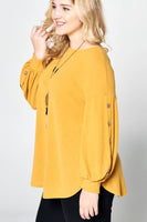 Soft and Fuzzy Balloon Sleeves Top - Plus Size