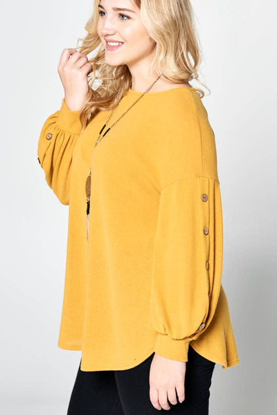 Soft and Fuzzy Balloon Sleeves Top - Plus Size